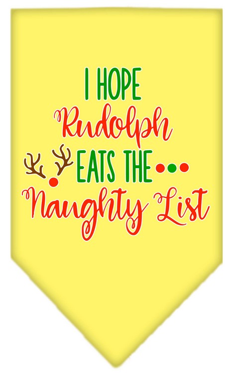 Hope Rudolph Eats Naughty List Screen Print Bandana Yellow Large
